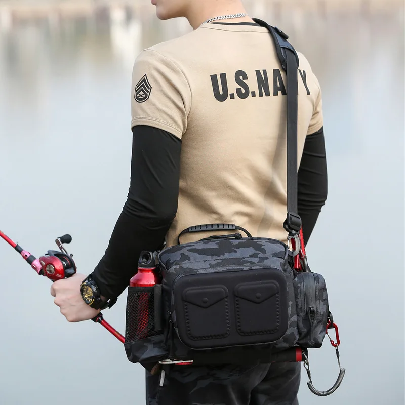 

Multifunctional Fishing Tackle Bag Single Shoulder Crossbody Bags Waist Pack Fish Lures Gear Utility Storage Fishing Box Bag