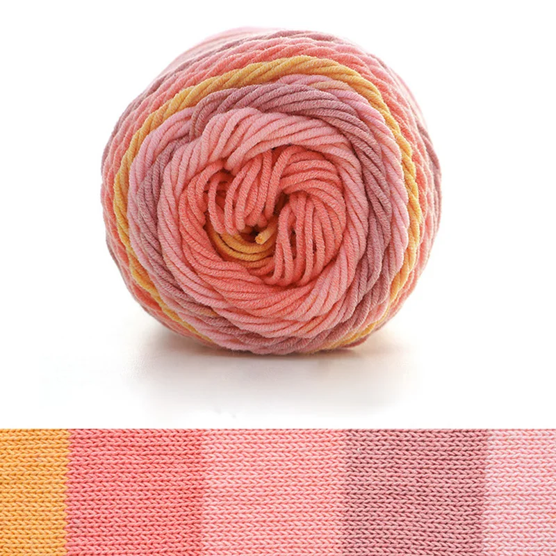 Cotton Yarn 1pc 5-strand Milk Cotton Segment Dyed Rainbow Hand Woven Wool Scarf Pillow Blanket Material Wool