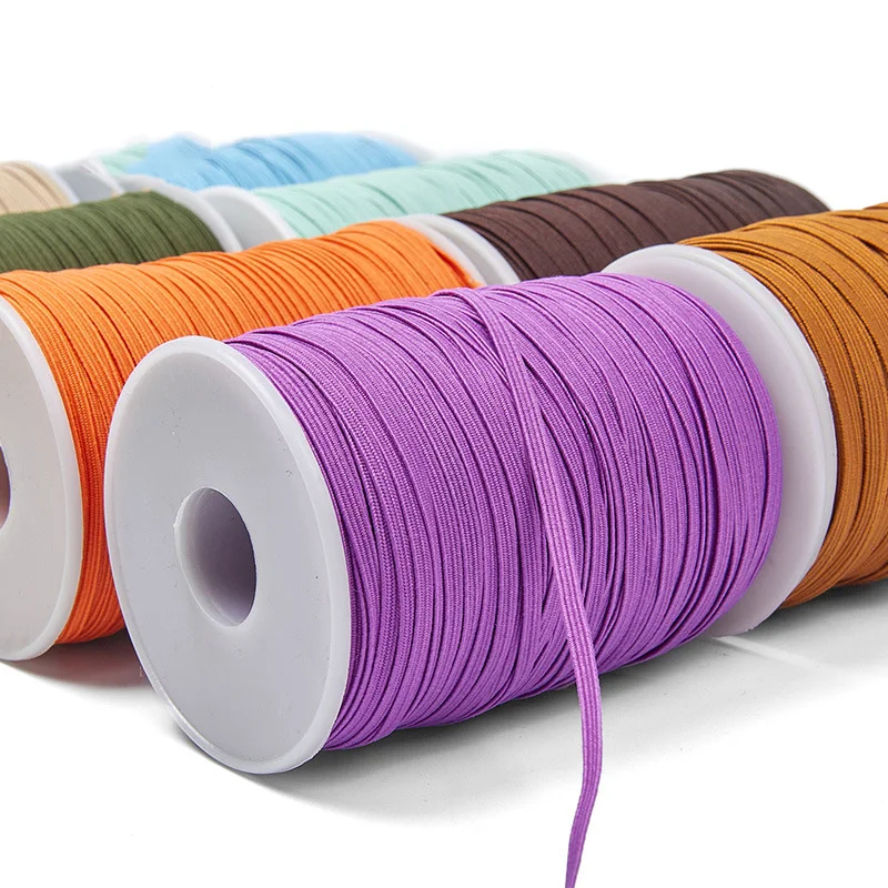 

3mm 6mm Sewing Elastic Band Colourful High Elastic Fiat Rubber Band for clothes Waist Band Stretch Rope Hair Elastic Ribbon 100y