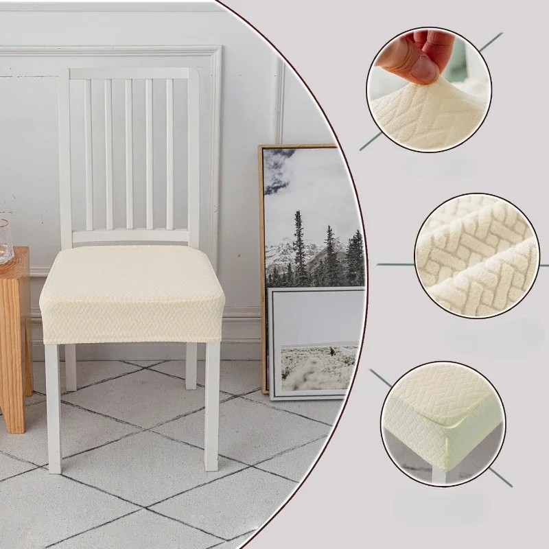 Durable Stretch Jacquard Dining Room Chair Seat Covers Removable Washable Elastic Upholstered Dining Chair Cushion Slipcover