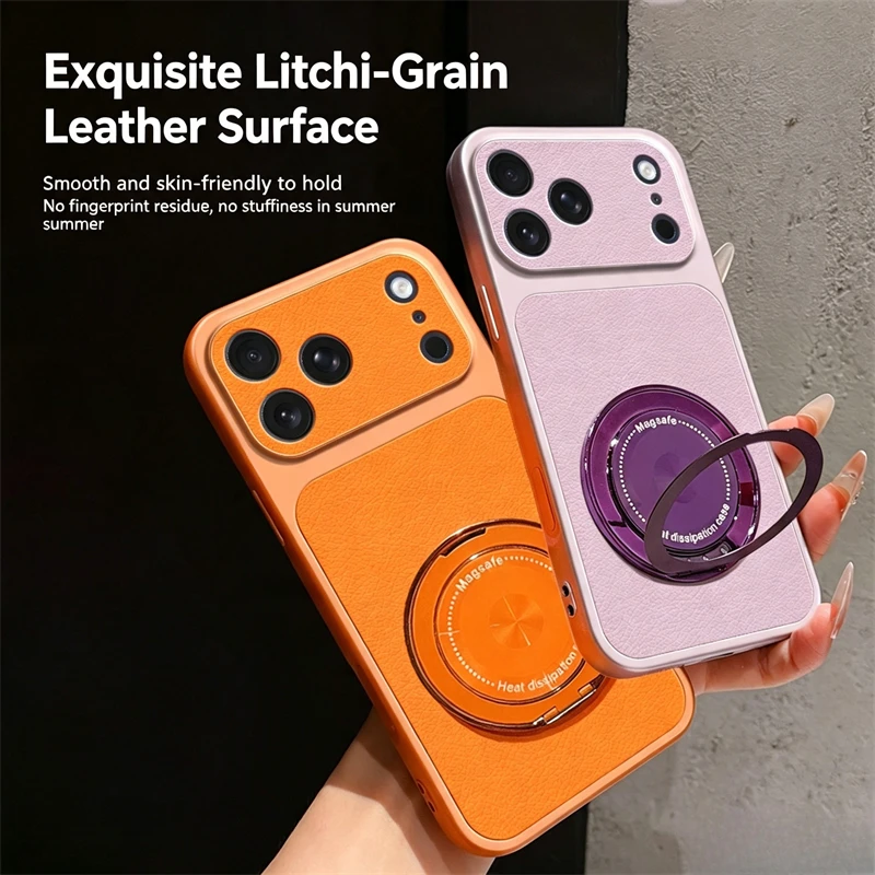 Leather Magnetic Phone Case with Stand and Holder Feature