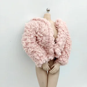 Light Pink Plush Coat Model 1/6 Scale Female Solider Winter Velvet Jacket Clothes for 12in Ph Tbl Action Figure Toys