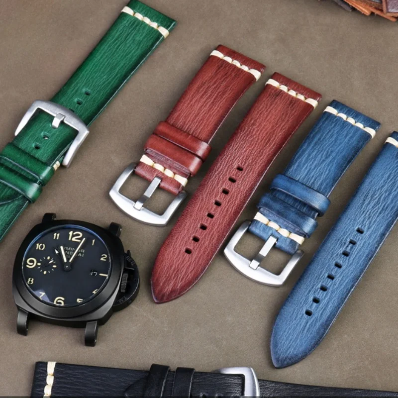 Per Panerai Serie 1940 Pam111/441 Breitling Tudor Bronze 20 22 24Mm Cinturino Per Orologio In Vera Pelle Di Vacchetta Fatto A Mano Retrò