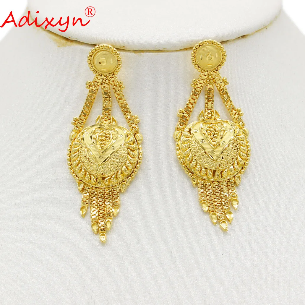 Adixyn Jewelry Bombast Big Stud Earring For Women 24k Plated Gold  Color Copper Mateial Hand-Work Made  Dubai Design N060612
