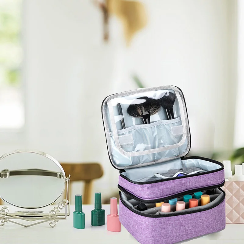 Organizador portátil de esmalte de uñas Compatible con juego de manicura,  estuche de transporte de esmalte de uñas de doble capa, bolsa de  almacenamiento portátil de viaje - AliExpress