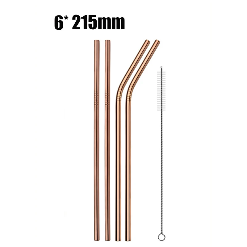 Eco-Friendly Reusable Stainless Steel Drinking Straws with Cleaning Brush