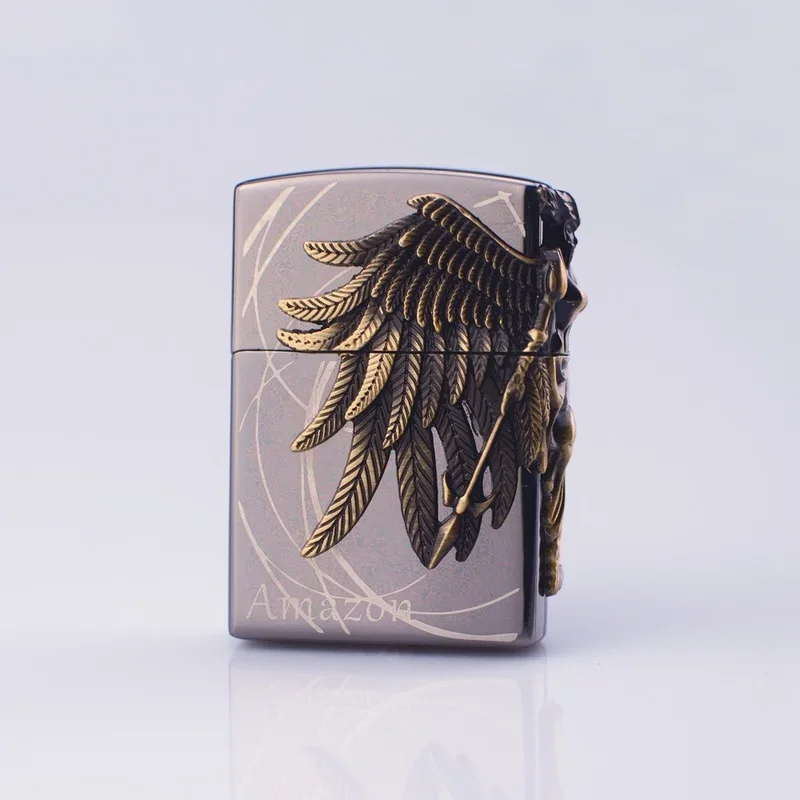 여성 전사 천사 갑옷 그라인딩 휠 오픈 불꽃 쿨 라이터 연기 액세서리 Regalos Para Hombre Originales 남성용 선물