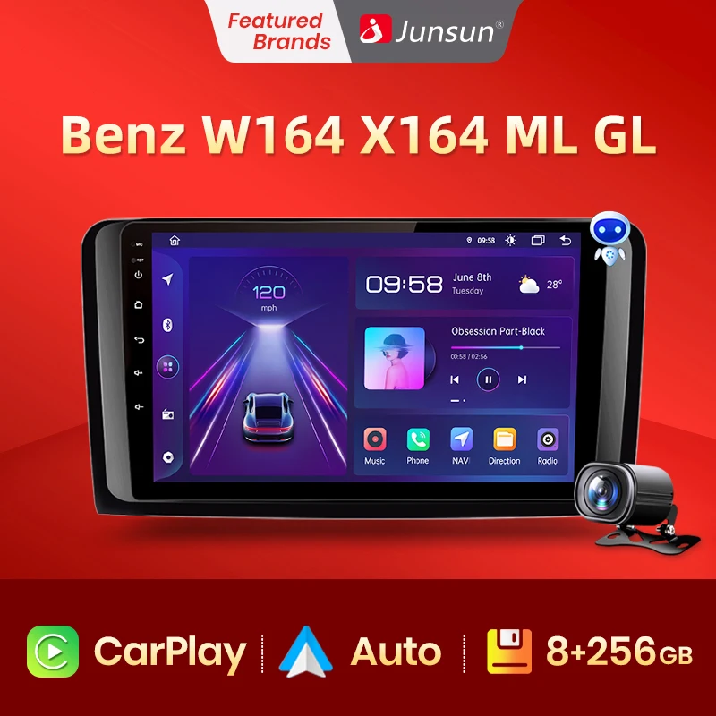 Junsun V1 Pro 8g+128g For Mercedes Benz Mclass W164 Glclass X164 Ml Gl Car Radio Carplay