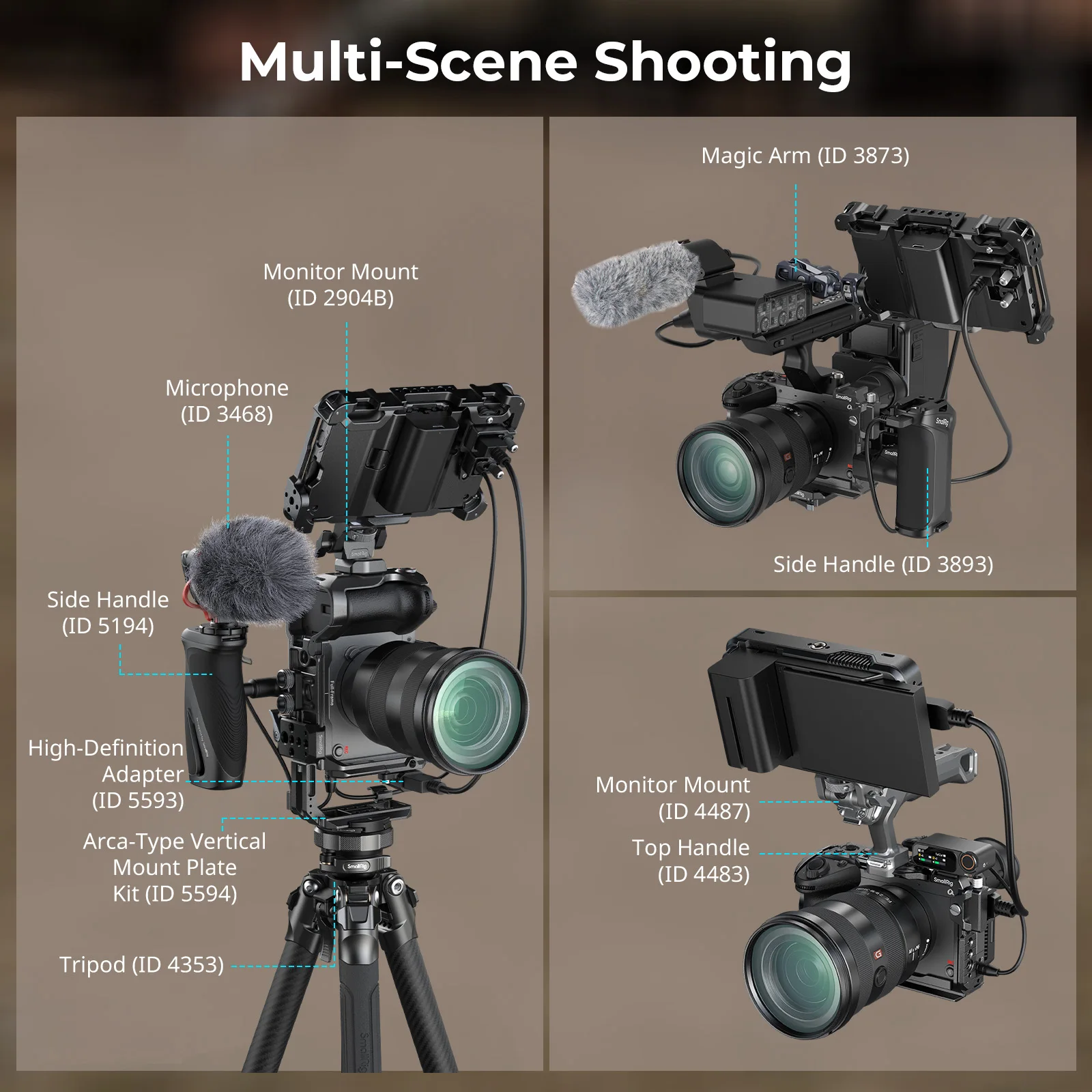 FX2 Cage for Sony FX2, Camera Cage Rig Kit With Top Plate Cable Clamp Cold Shoe