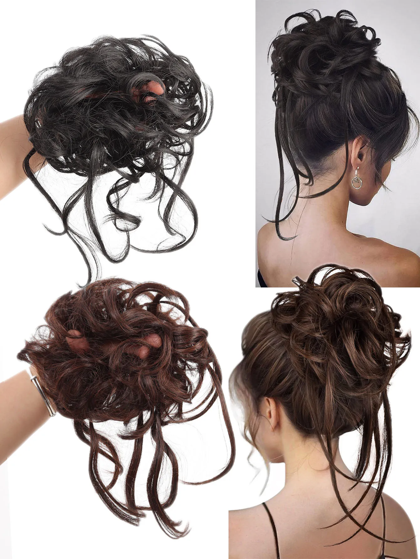 Synthetic Curly Hair Bun Extensions for Women