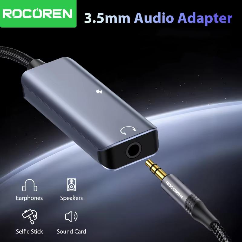 Rocoren 2 in 1 Audio Adapter USB C to 3.5mm Jack Type-C PD 36W Charging For Tablet iPhone Xiaomi Wired Headphones Connector