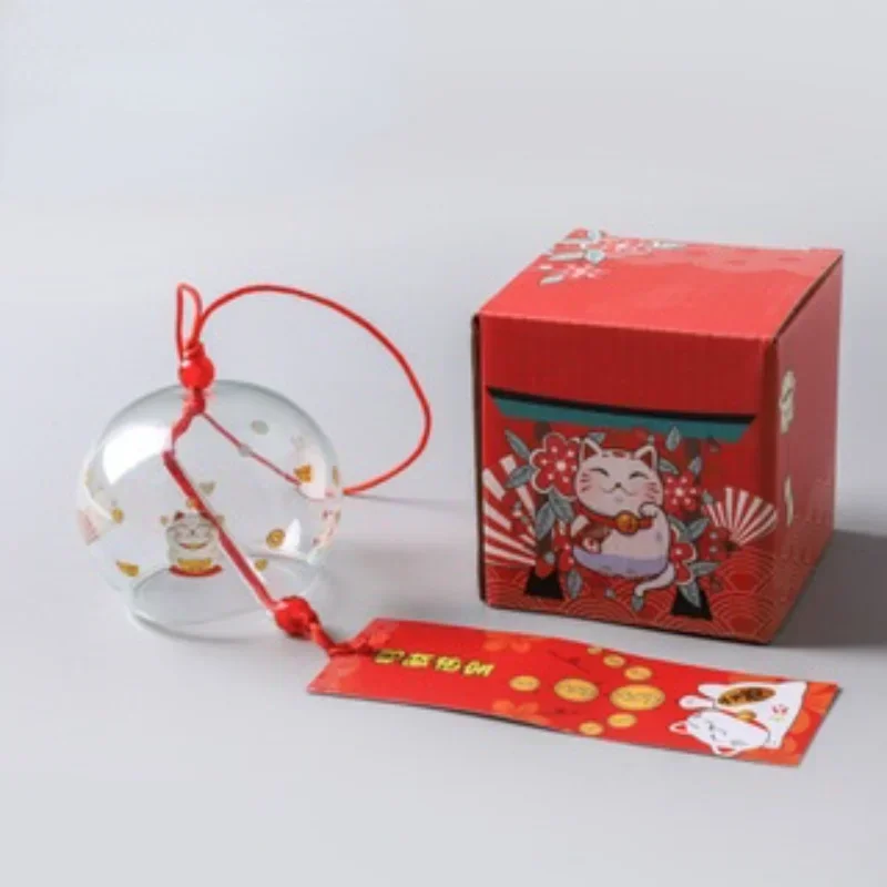 1pcs Japanese Lovely Wind Chime Home Door Creative Gift Student Bell Handmade Glass Furin Home Kitchen Decor Cherry Blossom