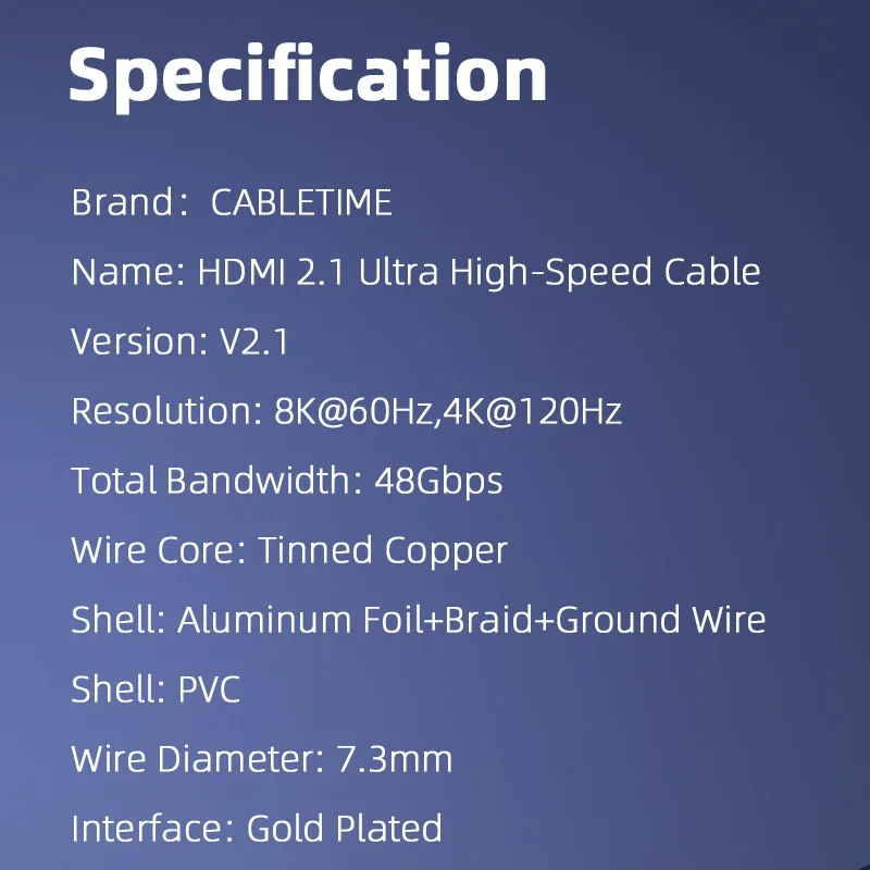 Ultra High-Speed 8K HDMI Cable - 48Gbps for Enhanced Video Quality