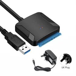 USB 3.0 SATA Adapter Cable for SSD/HDD with UASP and Power Supply (With UK Plug)