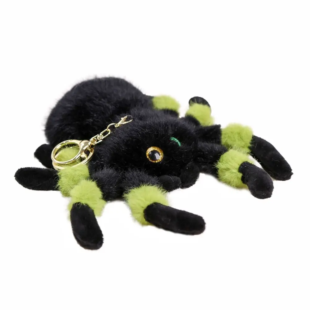 PP Cotton Color Spider Doll Keychains Fluffy Lifelike Colored Eye Spider Plush Pendant Simulation Comfortable