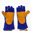 Welding Gloves 14 Inch Long Sleeves Gloves Blue Heat/Fire Resistant Leather For Stick,Mig,Tig, BBQ,Grill,Fireplace,Wood Stove 2