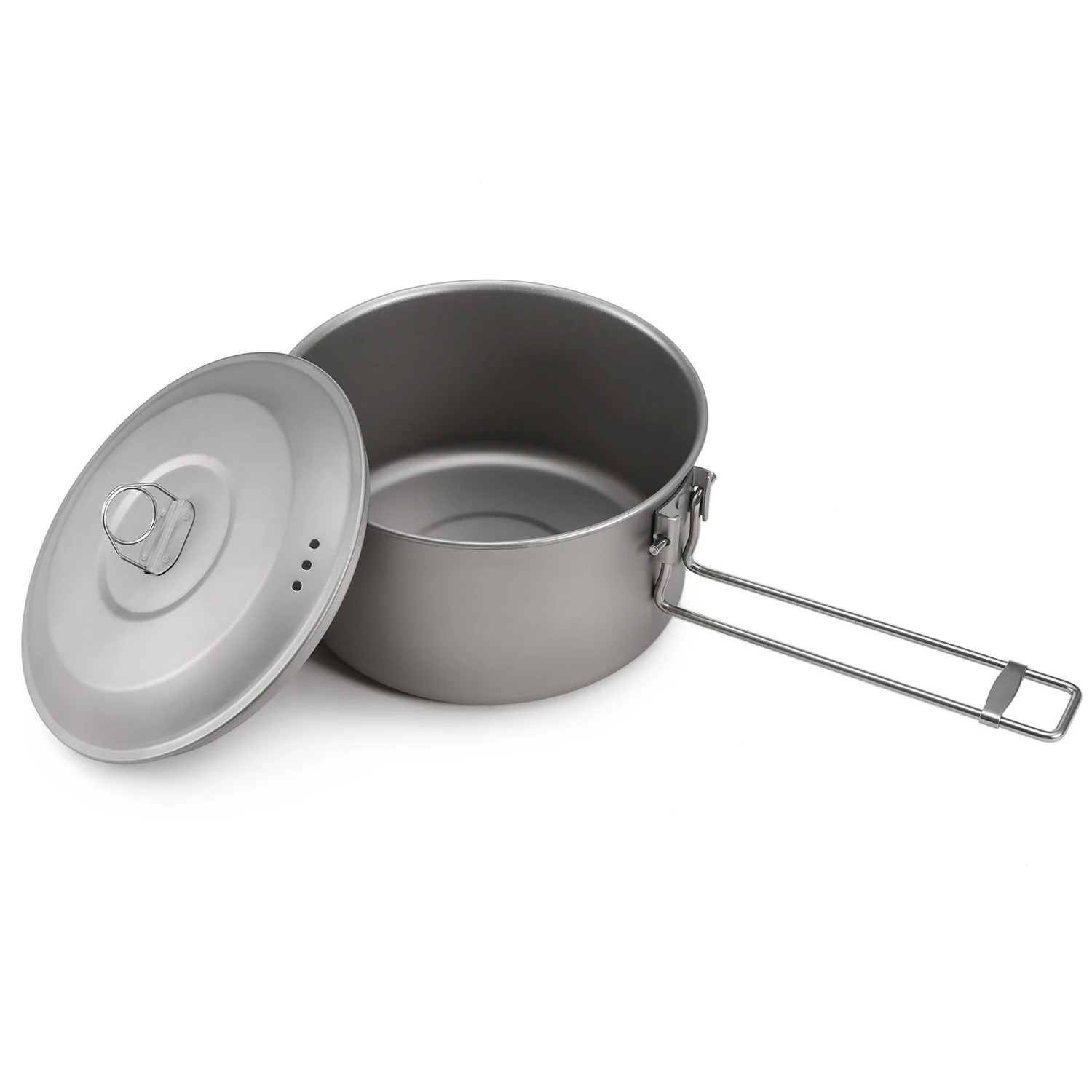 Titanium Camping Cookware Set With Lid And Foldable Handles_voghion.com