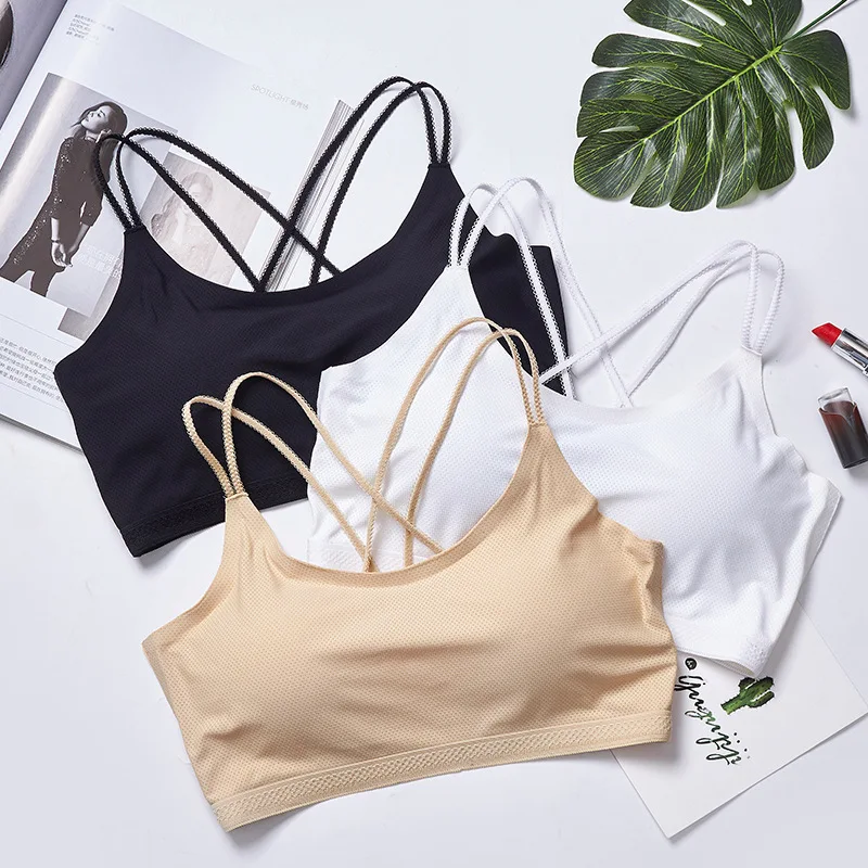 

Sitonjwly Cross Strap Wire Free Bra for Women Underwear Lingerie Push up Bra Bralette Tops Female Lace Bras for Girls Brassiere