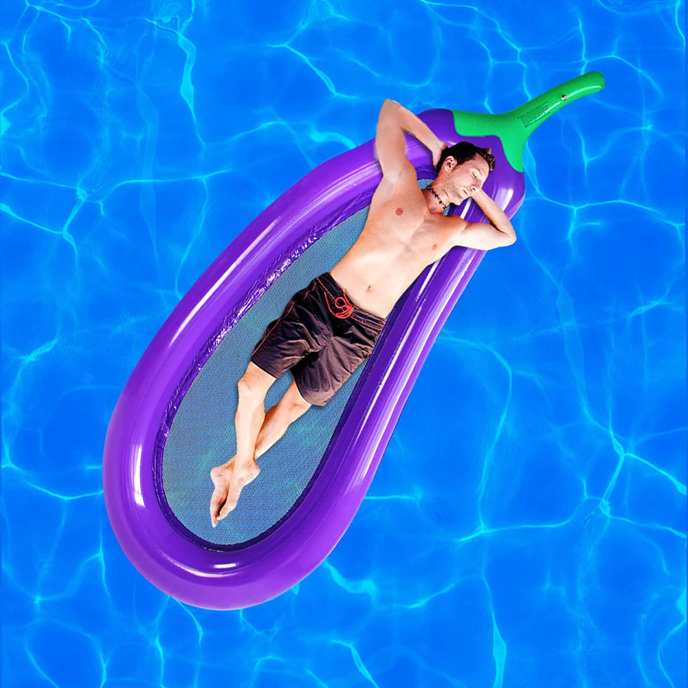 

250cm Giant Inflatable Pool Float Eggplant shape Mattress Float for Adult Tube Raft Kid Swimming Ring Summer Water Toy