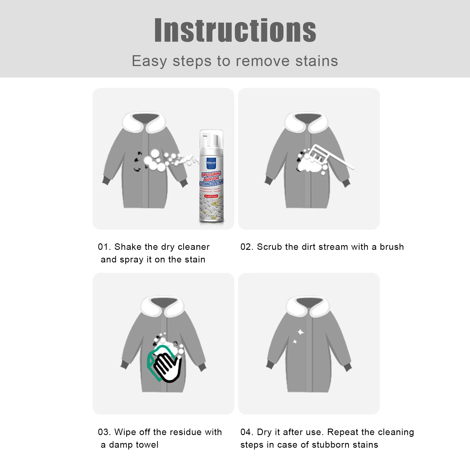 Dry Cleaner For Clothes Dry Cleaner Cleaning Fluid For Laundry Stain Removal At Home Spot Stain Remover Food Drink Oil