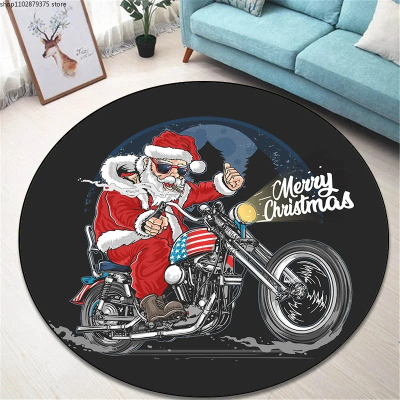 

Vintage Christmas Santa Claus Round Rug Popular Rug Snowman Carpets for Livingroom Kids Room Rug Xmas Round Mat Christmas Decor