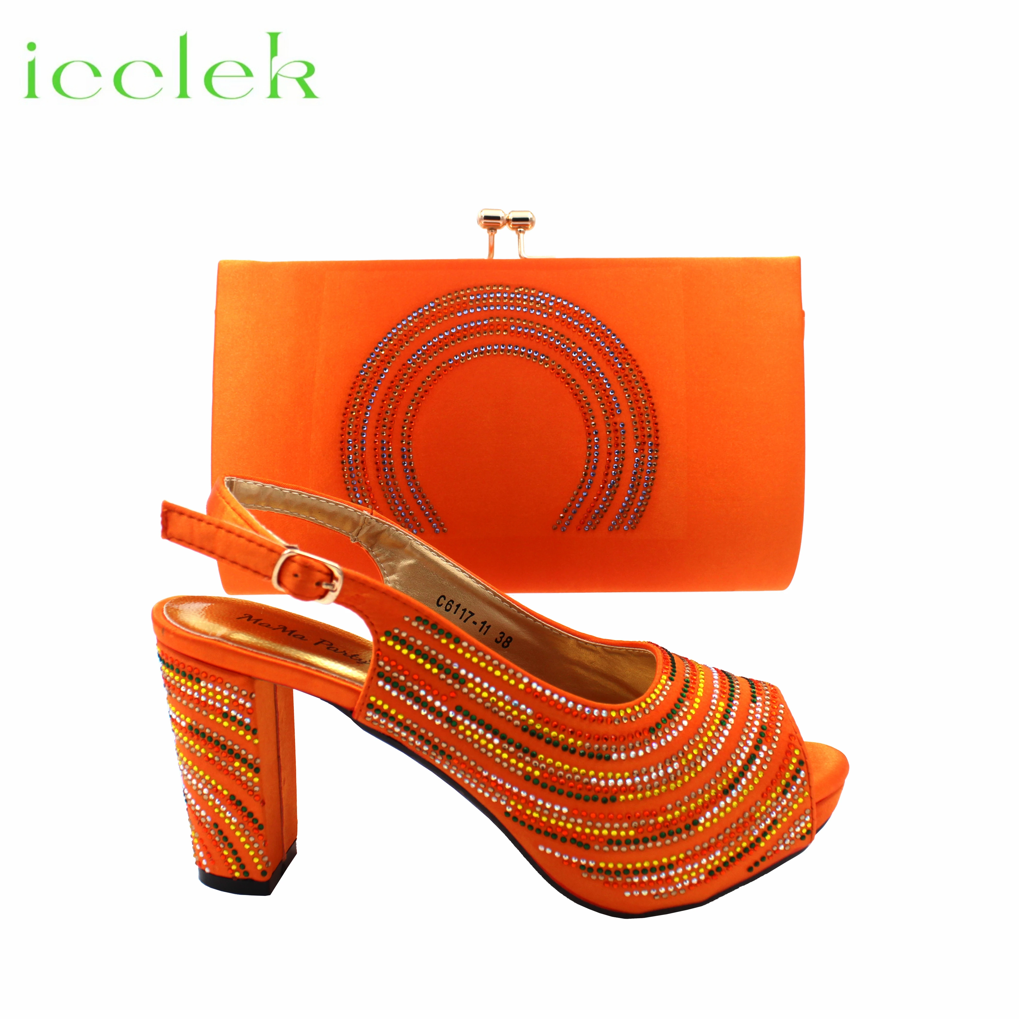 Orange Color Mature Pumps African Design Women Matching