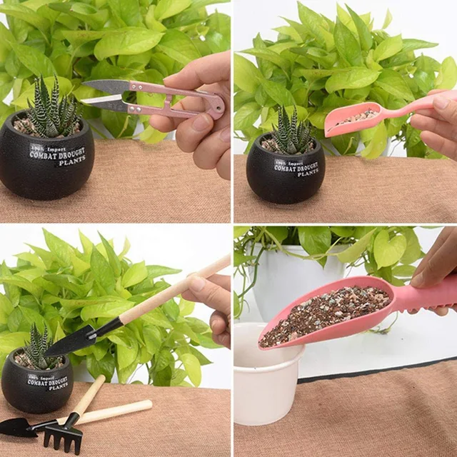 12/16 db Mini Zamatos Ültetési Szerszámok Kertészet Ültetvényes Szett Növények Bonsai Műtrágya Fúrókert Szerszám - Image 4