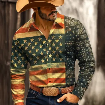 Vintage Men’s Patriotic US Flag Shirt 1