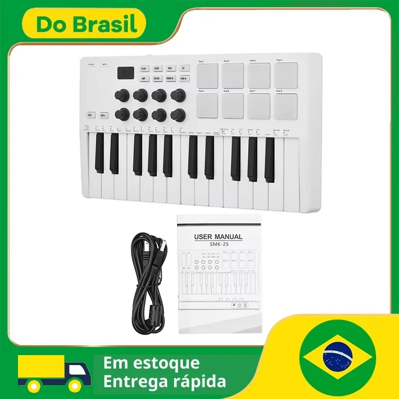 M-VAVE MIDI 25-Key Controller Keyboard Piano Portable USB Keyboard & 8 RGB Backlit Pads 8 Knobs Music Keyboard Instruments