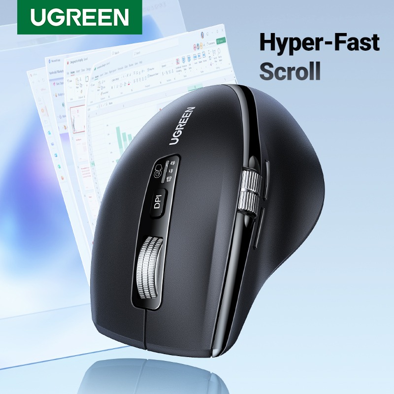 UGREEN Hyper-Fast Scroll Wireless Mouse Bluetooth 5.4 2.4G Ergonomic 5000DPI for MacBook Tablet Laptops Computer PC Mice