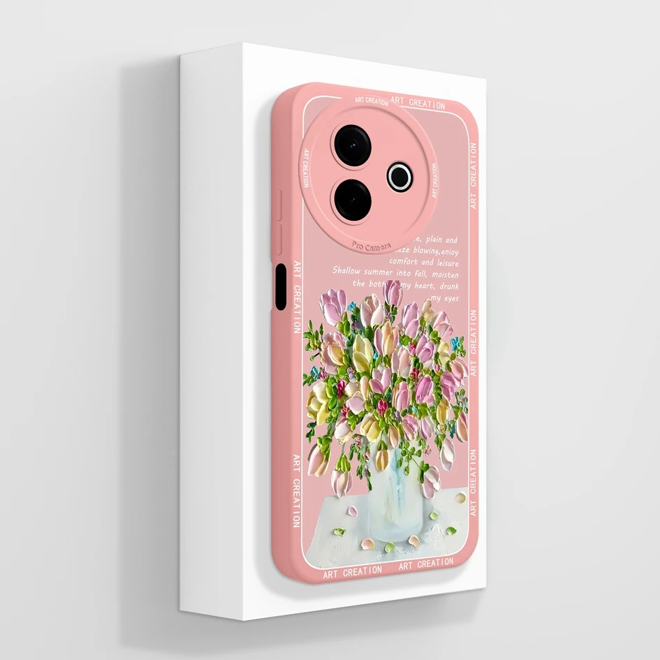 Beautiful Flower & Lazy Kitten Pattern Soft Silicone Anti-Slip Phone Case