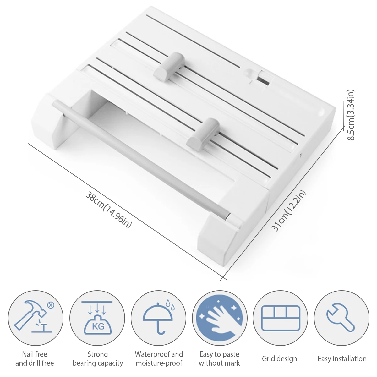 6 In1 Kitchen Wrap Dispenser Foil and Plastic Wrap Organizer with Roll Holder Wall Mounted Film Wrap Dispenser Easy Installation 5