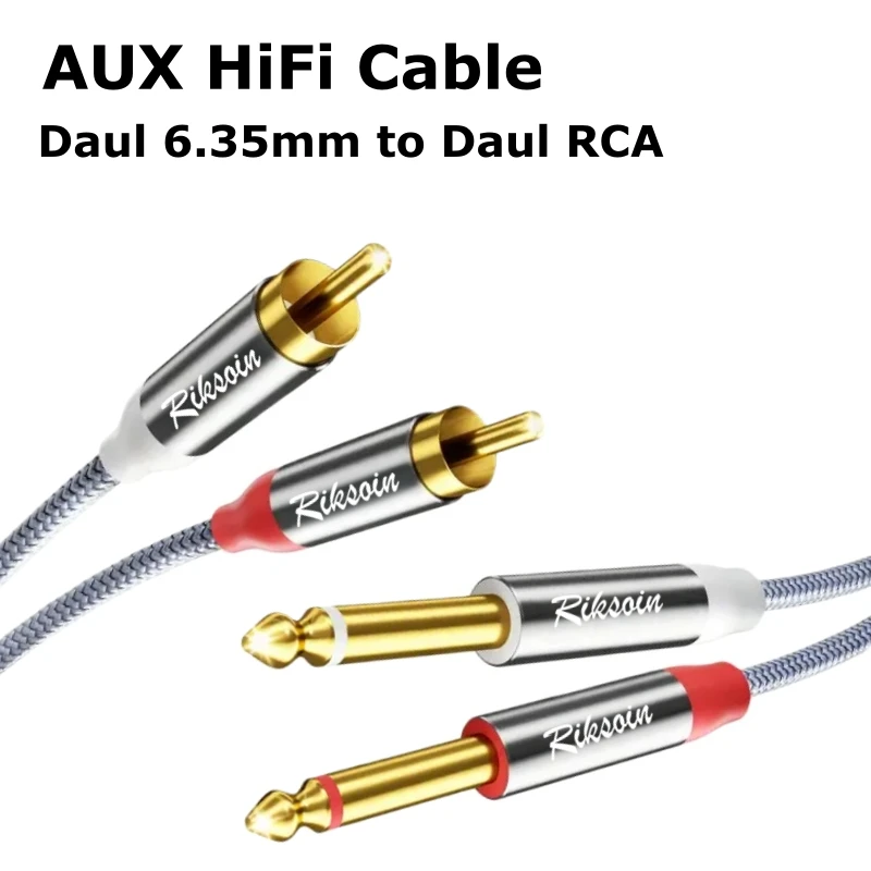 Premium Gold-Plated Stereo Audio Cable, 1/4 to Dual RCA