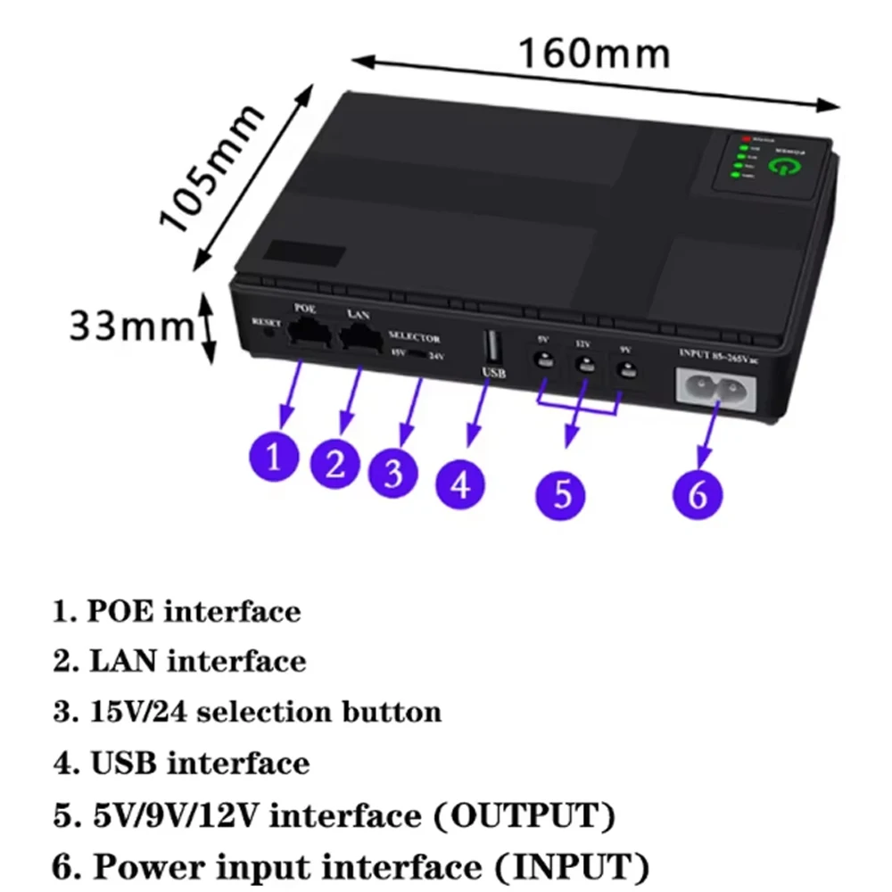 10400Mah Uninterruptible Power Supply for Router 5V9V12V Optical Cat Monitor