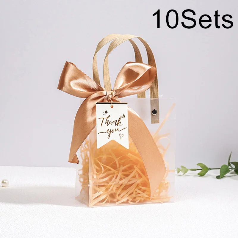 LEIFIDE 40 Sacchetti Regalo Trasparenti In PVC Con Manici - 15x13x7 Cm, Riutilizzabili, Per Caramelle, Feste E Matrimoni