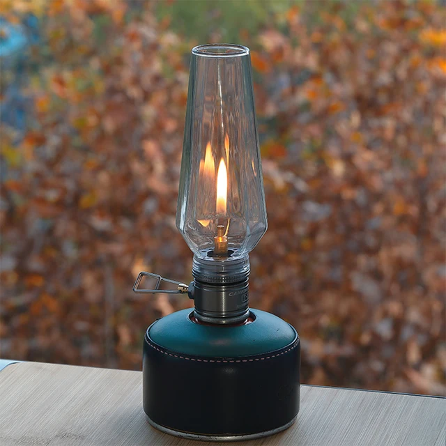 Rayeeley Outdoor Butane Gas Lantern, Camping Picnic Dreamlike Candle Lamp,  Portable Tent Lantern Glass Mantle Lantern