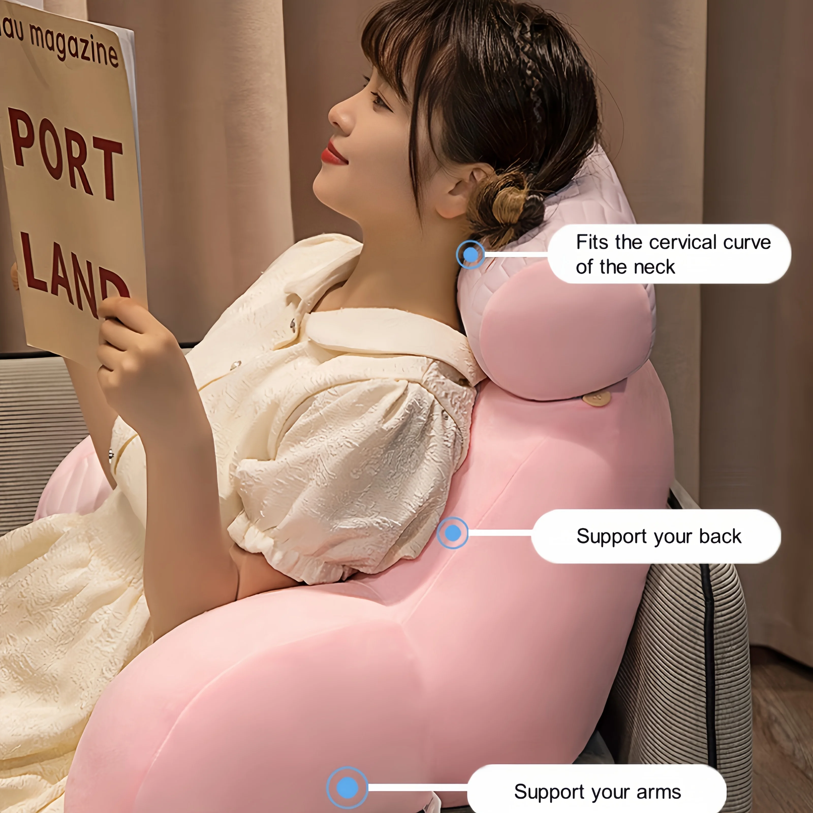 Latex style bedside cushion,Soft Reading Pillowsoft, big backrest bed pillow, sofa pillow bed reading,Ergonomic Reading Pillow