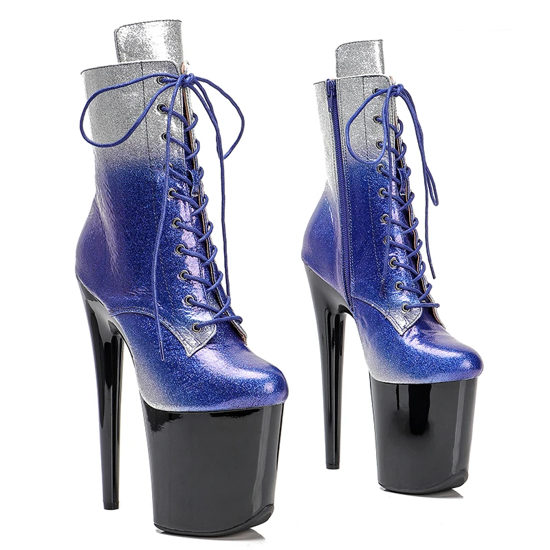 

Сапоги Leecabe из ПУ кожи, ботинки с открытым носком, со шнуровкой, для танцев на шесте, 20 см/8 дюймов