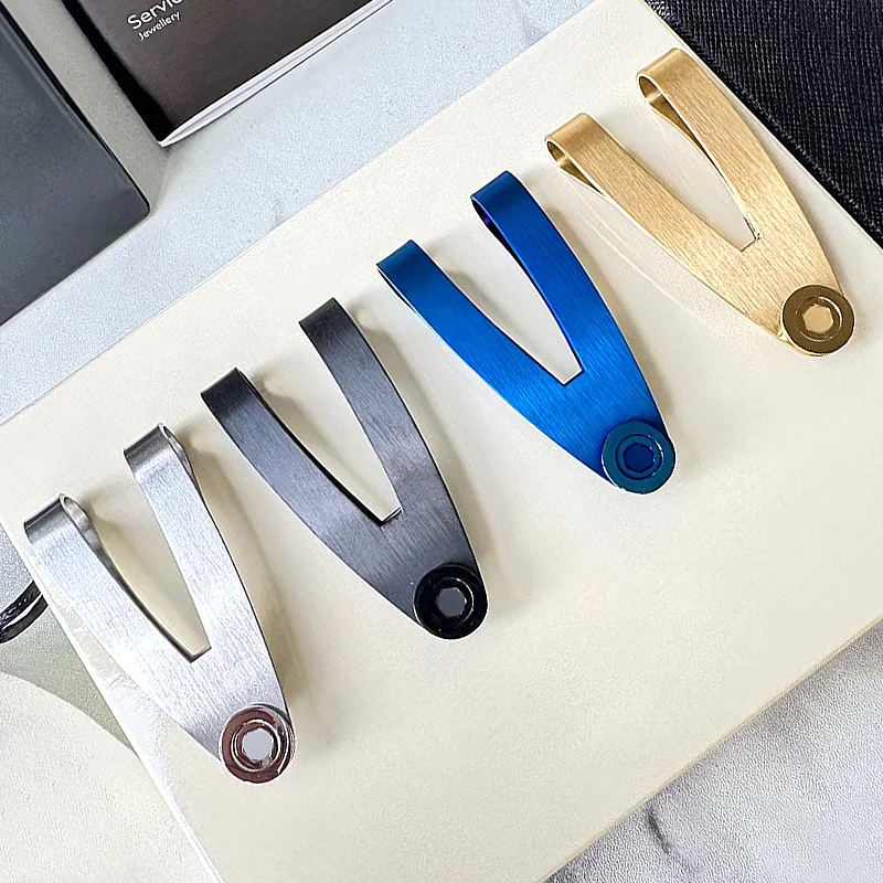 PJS MB V-shaped Money Clip 316L Stainless Steel 1:1 High Quality Luxuy Classic Ticket And Change Folder With Box Set