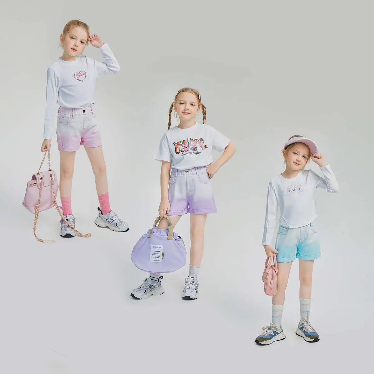 

Summer Children Girl Denim Shorts Junior Girl Gradient Elastic Waist Shorts School Girl Fashion Comfortable Breathable Shorts