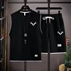 2024 Men's Waffle Summer Sets Casual T-Shirt+Shorts Set Male Sports Suit Solid Color Tracksuit Loose Suits 2