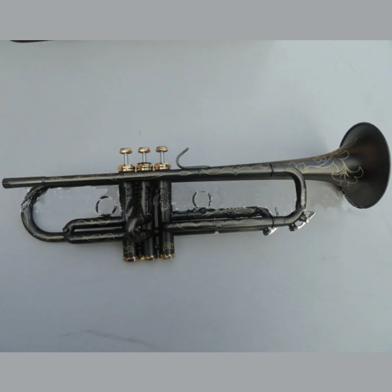 

High quality trumpet Bb B flat tritone trumpet brass instrument with hard case, mouthpiece, cloth and gloves, frosted