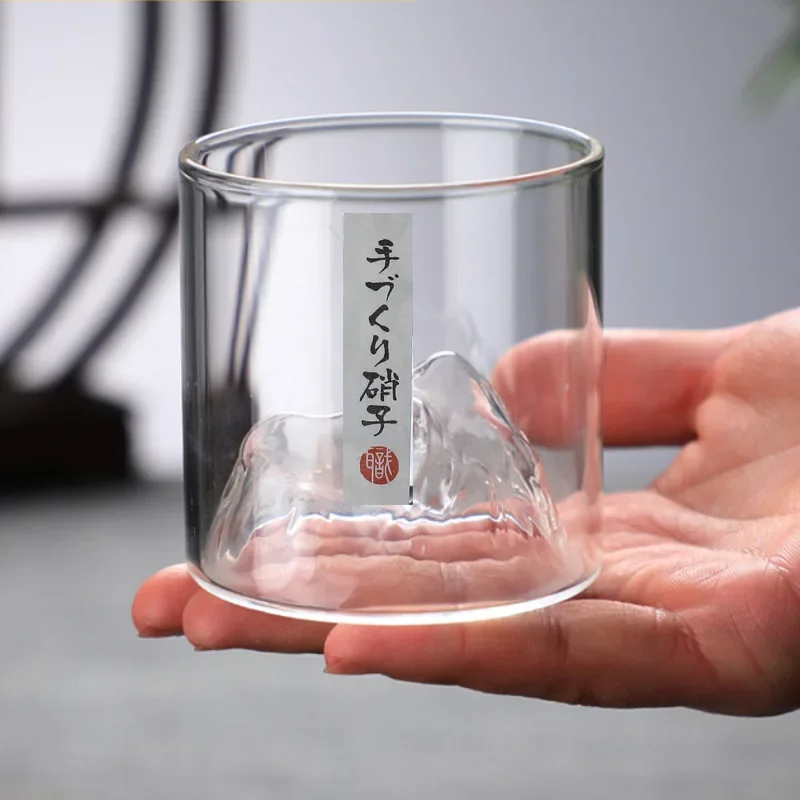 Glass Cup Japanese Style Fuji Mountain Glass Cup Fashioned Rock Glasses Heat-resistant Glass Water Cup Coffee Red Wine Whiskey