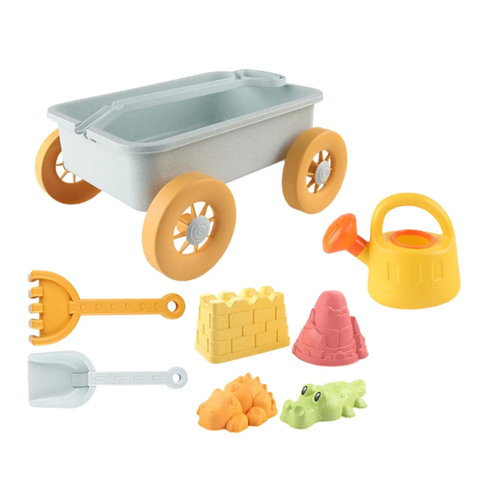 8Pcs Beach Toys Sand Set Outdoor Beach Playset Summer Sandpit Toy Sand Trolley for Party Birthday Backyard Garden Boys and Girls