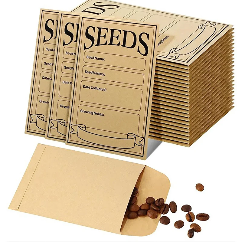 

20Pcs Kraft Paper Seed Envelopes Resealable Self Adhesive Packet Seed Saving For Collection Vegetable Flower Seed Storage Bags