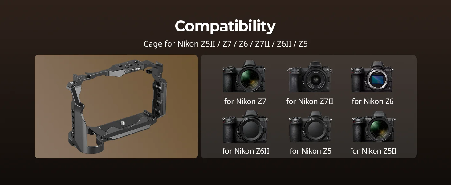 Cage for Nikon Z5 II/Z5/Z6/Z6II, Z7/Z7II with HawkLock Arca-Swiss Quick Release