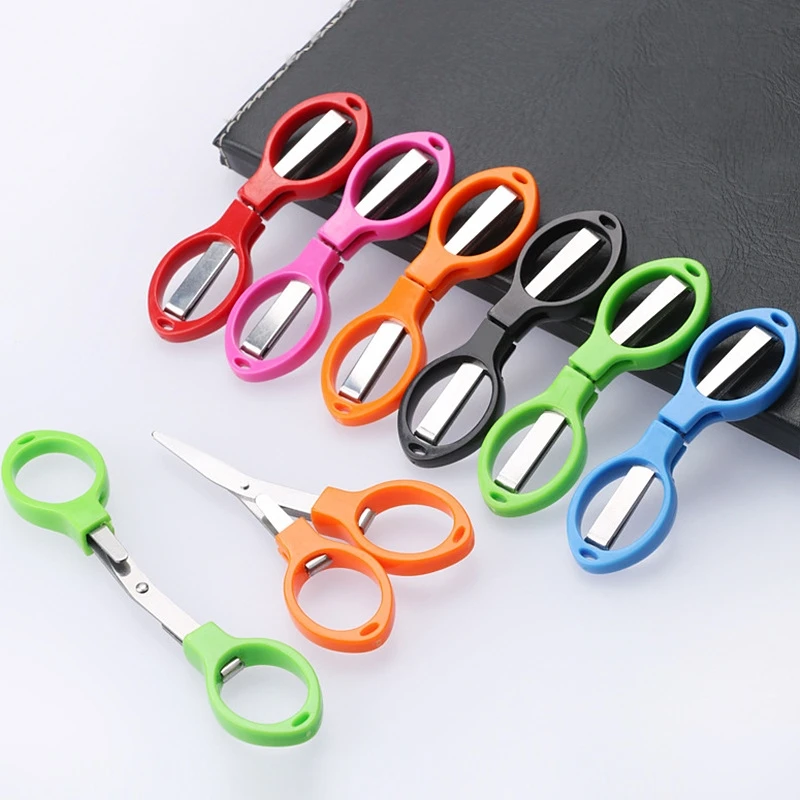 

Multifunction Folding Scissor Stationery DIY Tools Plastic Handle 8 Words Stretch Shears Stainless Steel Safe Scissors for Child