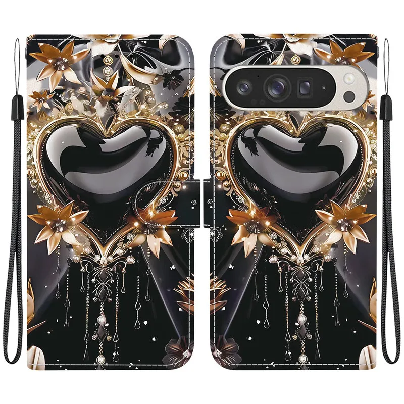 Elegant Colored Flower Wallet Phone Case - Magnetic Flip Leather Cover with Cute Pattern