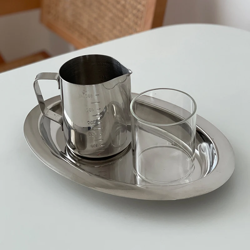 CuteLife Oval Stainless Steel Silver Plate Kitchen Breakfast Sushi Tableware Storage Cake Fruit Restaurant Wedding