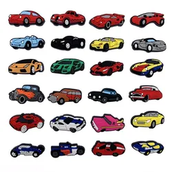 Car - Themed Shoe Charms Set: Vibrant PVC Decorations for Clogs, Beach Bags, and Sandals (24 Pieces) (24PCs)